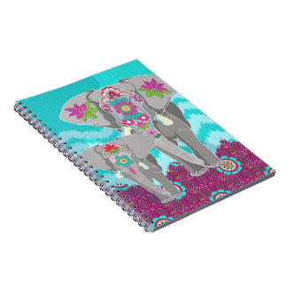 Elefantfestivalanteckningsbok - turkos Ikat Anteckningsbok