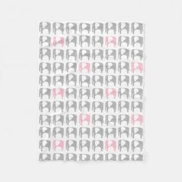 Elefantfilt - grått och rosor fleecefilt