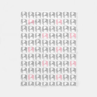 Elefantfilt - grått och rosor fleecefilt