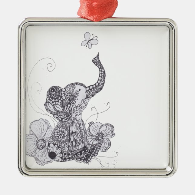 Elefantfjäril Julgransprydnad Metall (Framsidan)