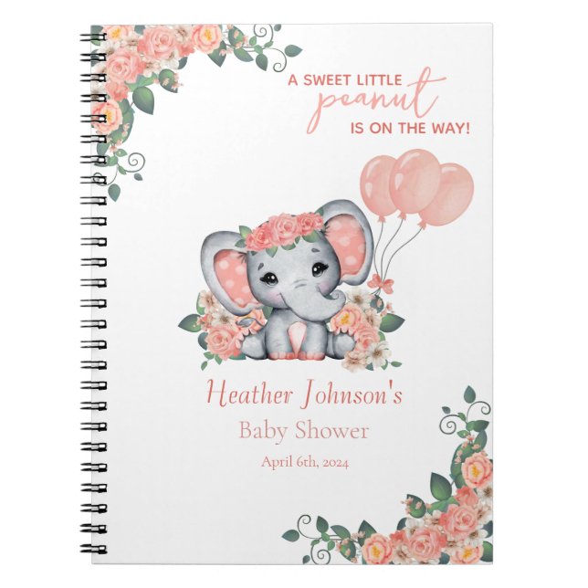 Elefantflicka Baby Shower Anteckningsbok (Framsidan)