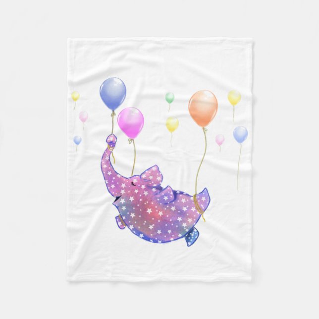 Elefantflyg med Balloons Baby Fleece Blanket (Framsidan)