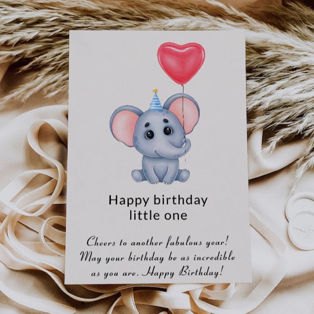 Elefantfödelsedagskort för barn julkort (Elephant Birthday Card for Children)