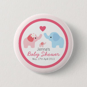 Elefantföräldrar och baby shower knapp