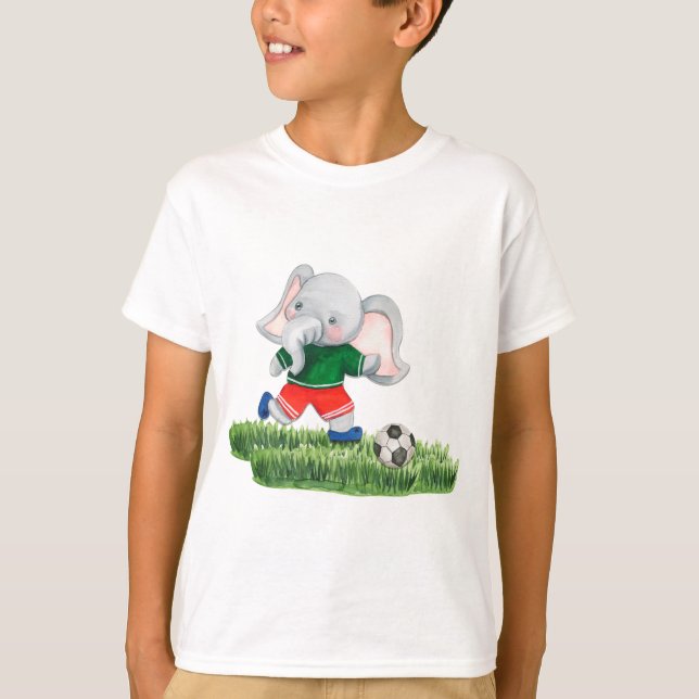 Elefantfotbollsspelarens vattenfärgsammansättning. t shirt (Framsida)
