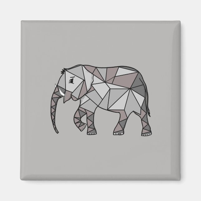 elefantgeometri, biskop grått 2 magnet (Framsidan)