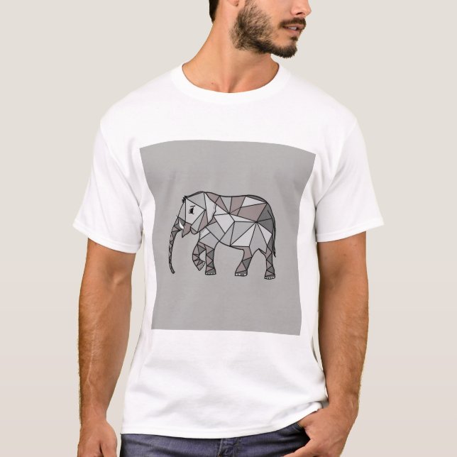 elefantgeometri, biskop grått 2 t shirt (Framsida)