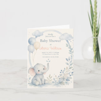 Elefantgrönsaklighet Baby Shower Baby Pojke Shower Inbjudan
