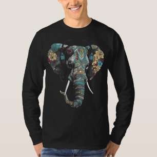 Elefanthörlurar Artwork Music Animal Flower El T Shirt
