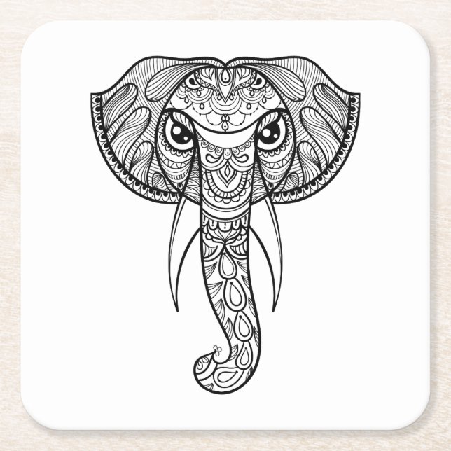 Elefanthuvudklotter Underlägg Papper Kvadrat (Framsidan)