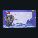 Elefantjul jul fraktsedel<br><div class="desc">Djurens Parad Festive-julklappar och -tillbehör har vår roligt av en söt elefant som är utsliten i en röd julhatt som står i ett snöslandskap mot en texturerad mörk blått stjärnnattsbild himlar som målas av våra begåvade barns bok-illustrator, Traci Van Wagoner. På baksidan av många av de här roligtens djurgåvor hittar...</div>