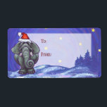 Elefantjul jul fraktsedel<br><div class="desc">Djurens Parad Festive-julklappar och -tillbehör har vår roligt av en söt elefant som är utsliten i en röd julhatt som står i ett snöslandskap mot en texturerad mörk blått stjärnnattsbild himlar som målas av våra begåvade barns bok-illustrator, Traci Van Wagoner. På baksidan av många av de här roligtens djurgåvor hittar...</div>