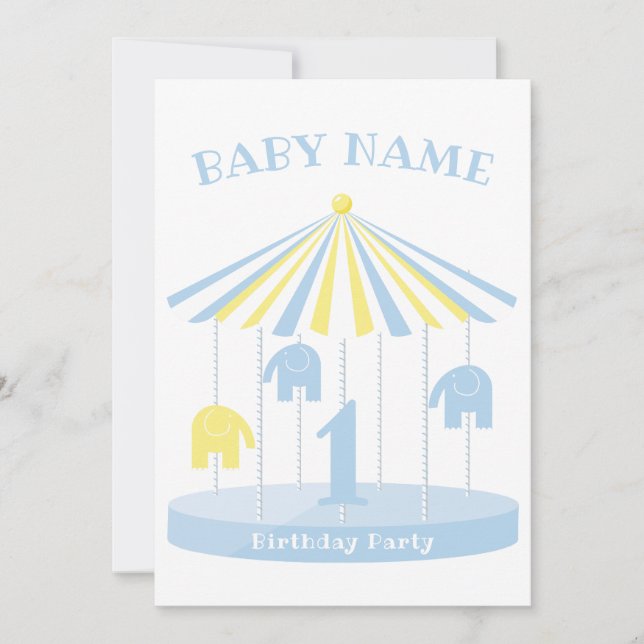 Elefantkarusellfärgad första inbjudan (Framsida)