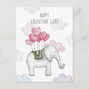 Elefantklassrumsvalentin. Tecknad djur. Barn Helg Vykort