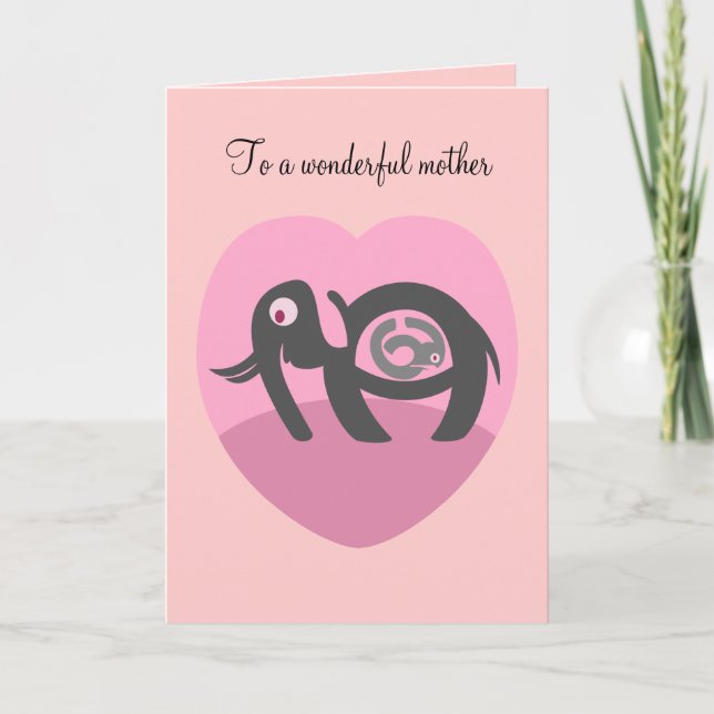 Elefantkort med kalv Valentines day Helgkort (Framsida)