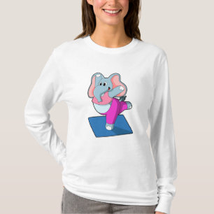 Elefantkurser i Yoga Stretching övningar i ständig T Shirt