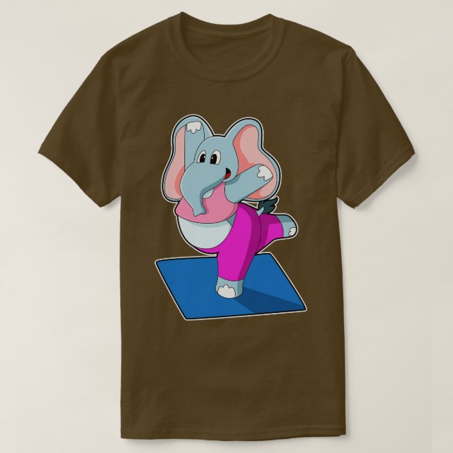 Elefantkurser i Yoga Stretching övningar i ständig T Shirt (Design framsida)