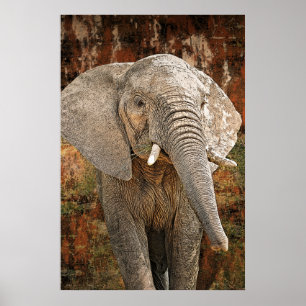 Elefantmålning Afrikankonst HUGE storlek Poster