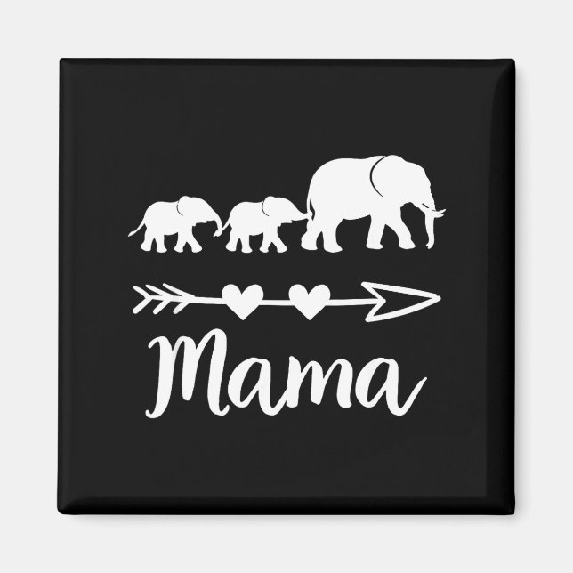 Elefantmamma 2 ungar barn mamma till två söt mor magnet (Framsidan)