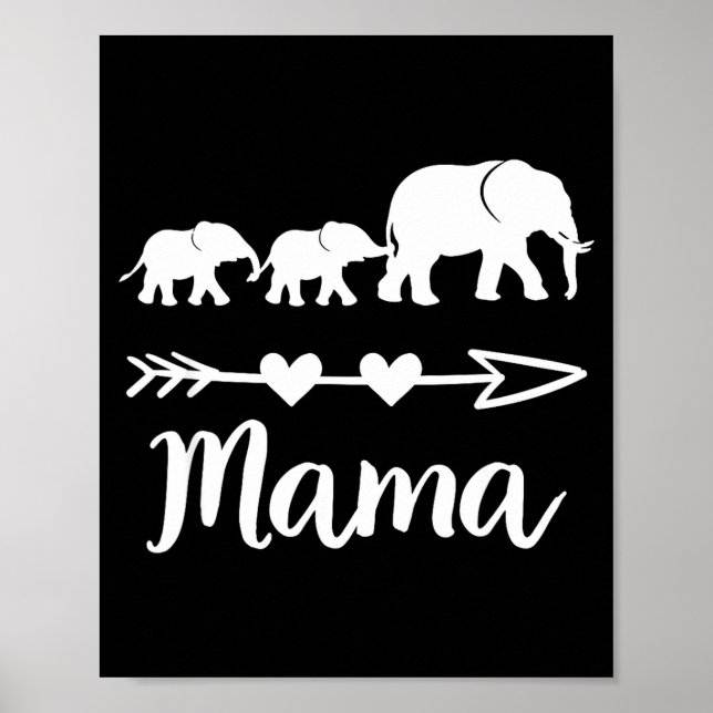 Elefantmamma 2 ungar barn mamma till två söt mor poster (Framsidan)