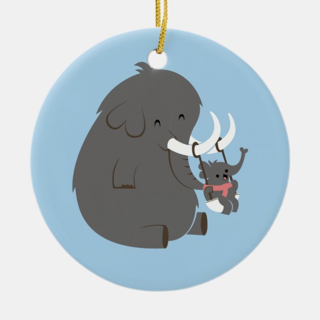 Elefantmammor och baby julgransprydnad keramik (Framsidan)