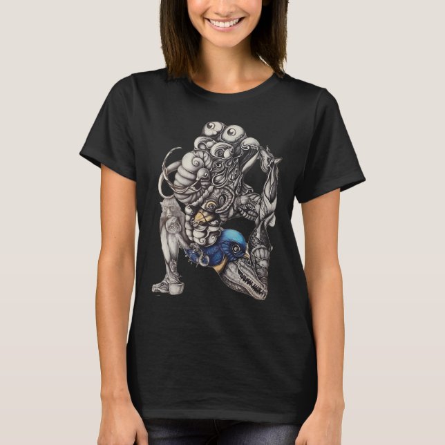 Elefantman, pennteckning, djurkonst, t shirt (Framsida)