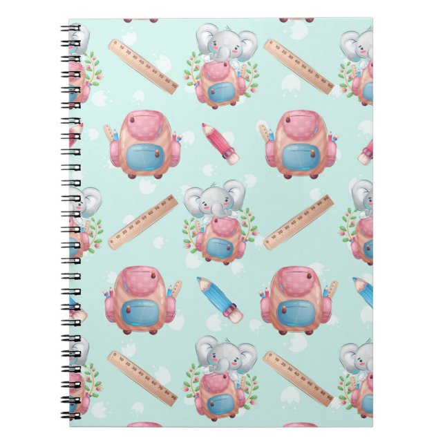 Elefantmönster för tillbaka till skolan anteckningsbok (Framsidan)