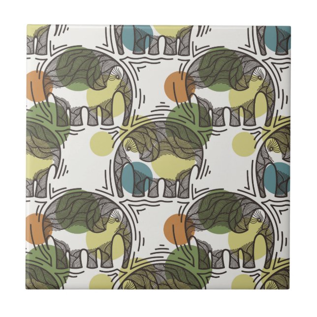 Elefantmönster Kakelplatta (Framsidan)