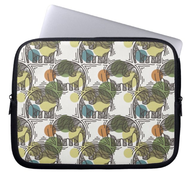 Elefantmönster Laptop Sleeve (Framsidan)
