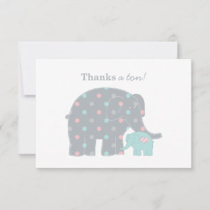 Elefantmor Dotter Teal Rosa Prickar Anteckningskort