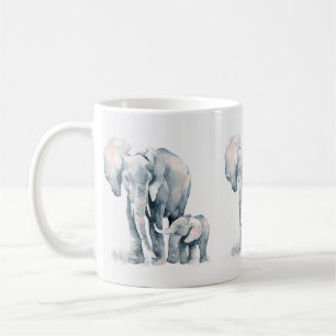 Elefantmugg, elefantmorsa och barn, djurliv kaffemugg