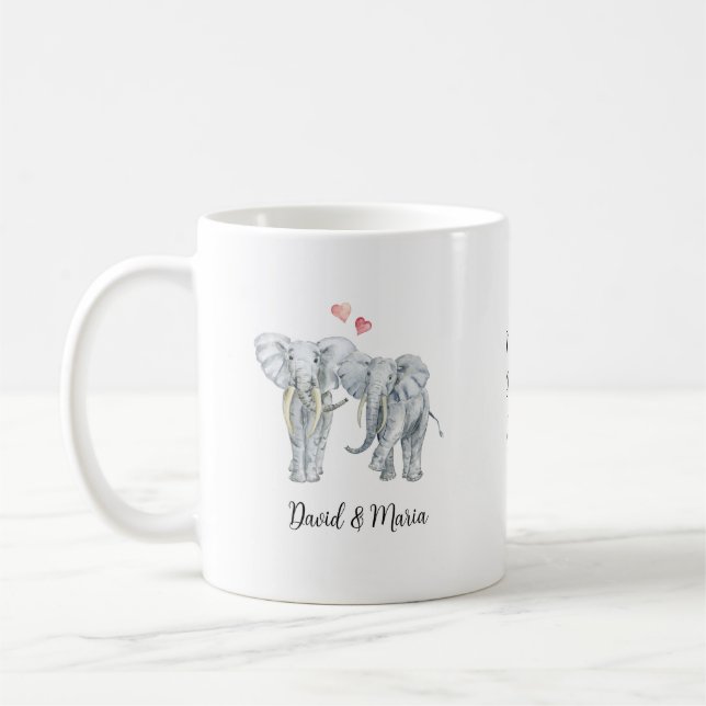 Elefantpar i kärlek kaffemugg (Vänster)