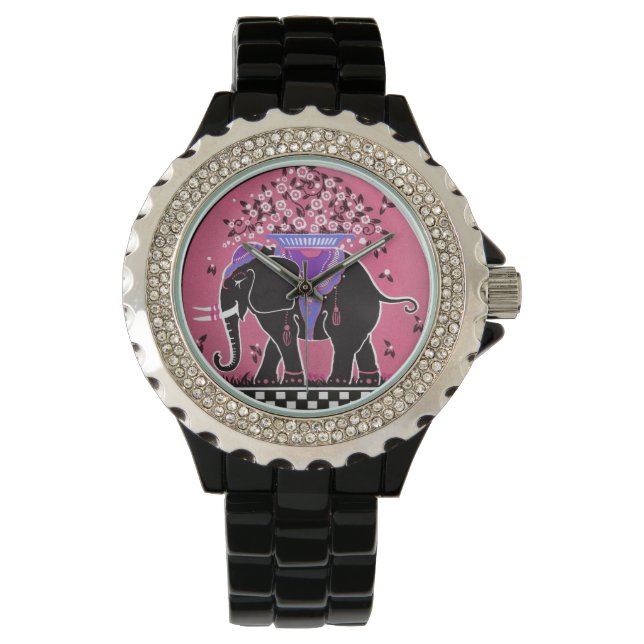 Elefantparad i rosa armbandsur (Framsida)