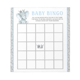 Elefantpojke Baby Shower Bingo Spelkort Anteckningsblock
