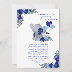 Elefantpojken Baby Shower Tack Kort