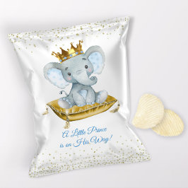 Elefantprins Baby Shower Chipspåse Omslag Reklamblad