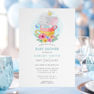 Elefantprins Tekoppspojke Baby Shower Inbjudningar