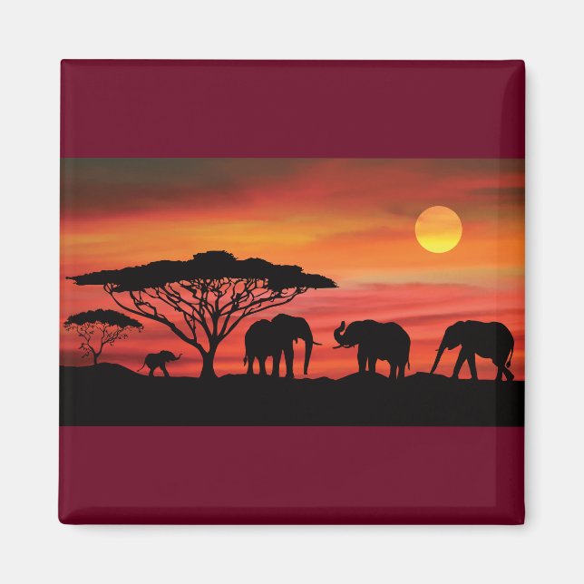 Elefants-and-Sunset- Magnet (Framsidan)