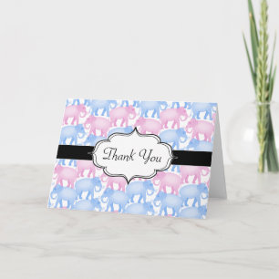 Elefants Baby Shower eller Gender Reveal Tack Kort