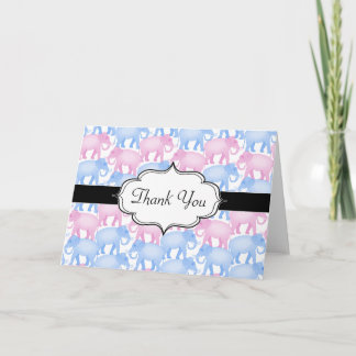 Elefants Baby Shower eller Gender Reveal Tack Kort