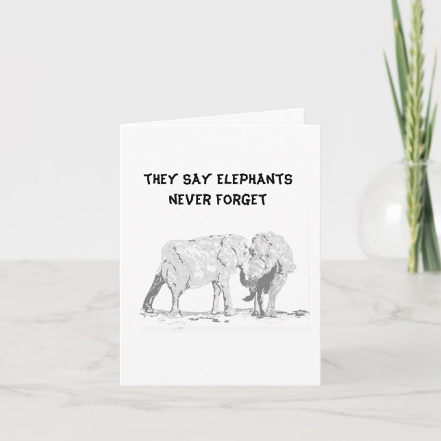 Elefants glömmer aldrig bort att det är roligt att kort (Framsida)