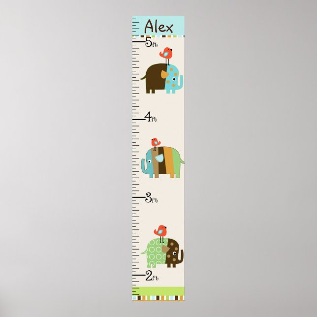 Elefants Growth Chart-Behålla vid 8 x 44! Poster (Framsidan)