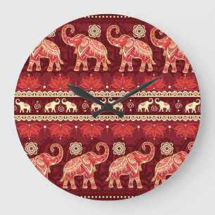 Elefants March: Playful Seamless Mönster. Stor Klocka