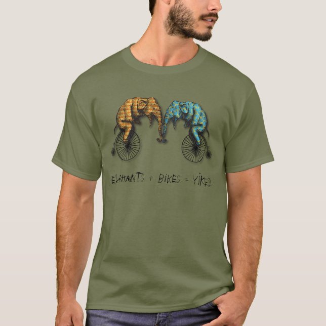 Elefants Plus Bikes Lika YIKES! T-shirt (Framsida)