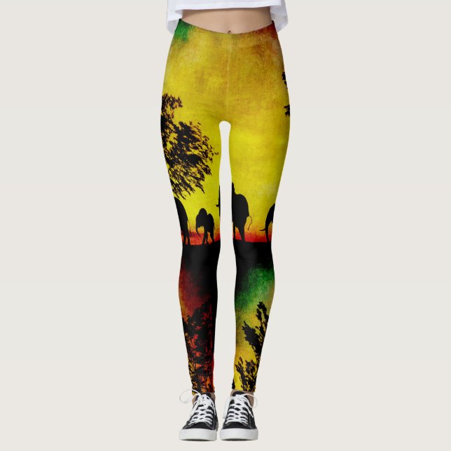Elefants Sunset Women's Leggings (Framsida)