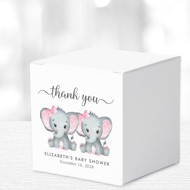 Elefants Twin Girls Baby Shower Tack Presentaskar (Skapare uppladdad)