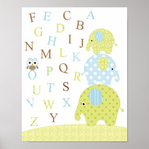 Elefants uggla-alfabeter poster