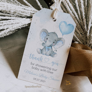 Elefantsafari Baby shower Presentetikett
