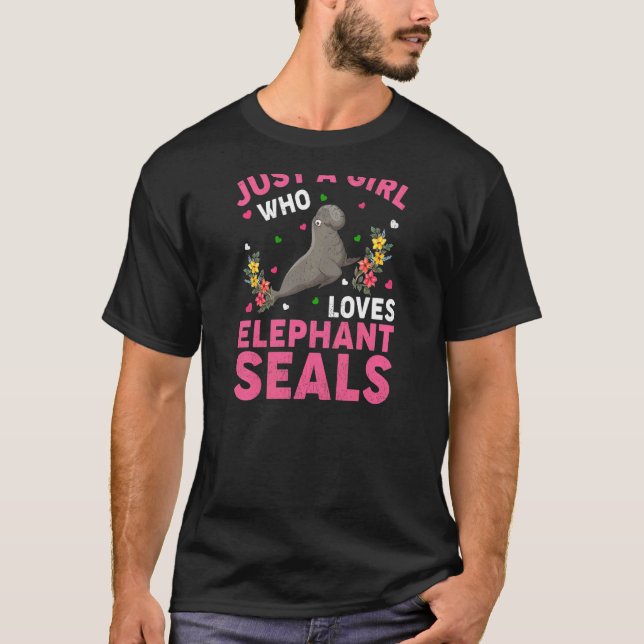 Elefantsäl Fisk  Bara En Tjej Som Älskar Elefant T Shirt (Framsida)
