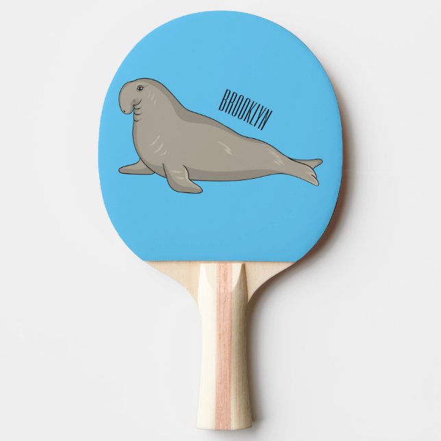 Elefantsäl tecknad illustration pingisracket (Framsidan)